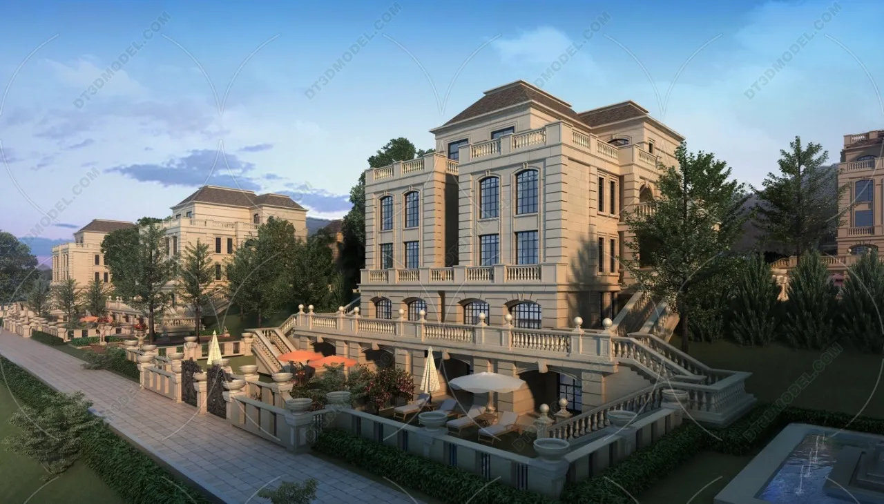 Europe Style Villa 3D Model – 3D Blocks – 127 – VRAY