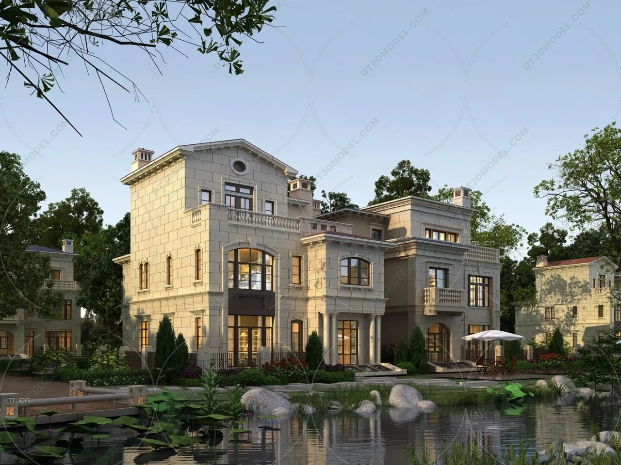 Europe Style Villa 3D Model – 3D Blocks – 130 – VRAY