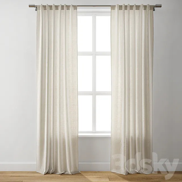 European Flax Linen Curtain – West Elm 3DModel European Flax Linen Curtain – West Elm 3DModel