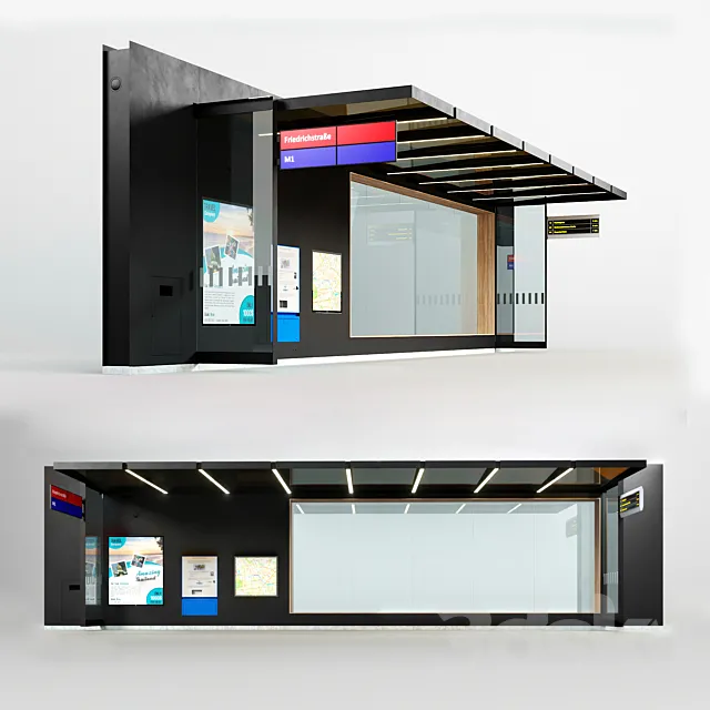 European Tram Stop 3D Model European Tram Stop 3D Model