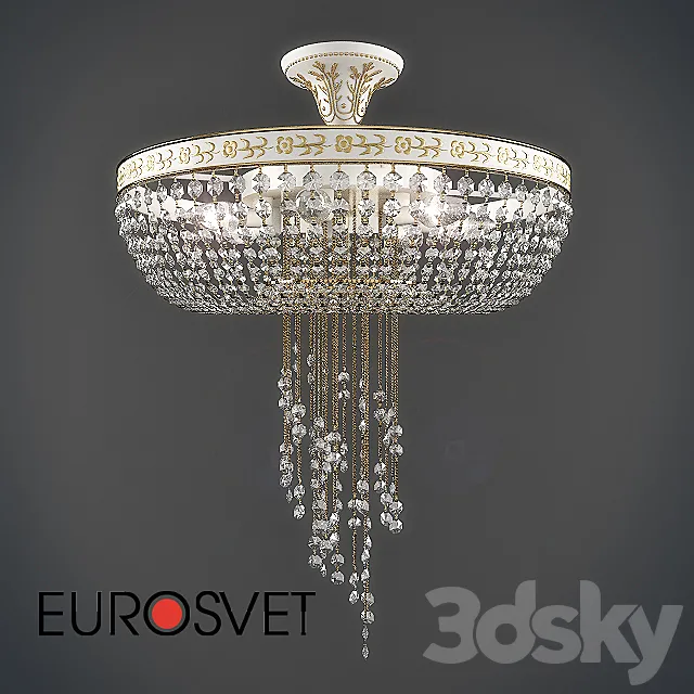 EUROSVET Crystal Chandelier 3647_6 white gold _ transparent crystal Strotskis 3DModel EUROSVET Crystal Chandelier 3647_6 white gold _ transparent crystal Strotskis 3DModel