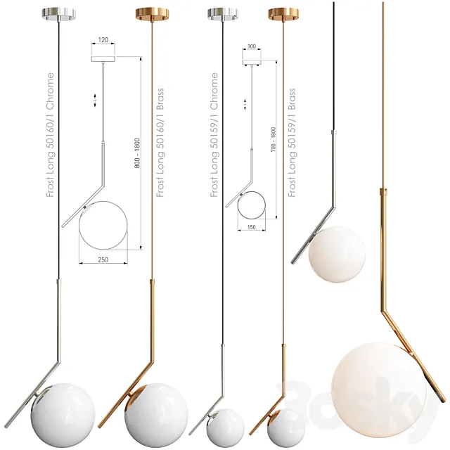 Eurosvet Frost Long 50 160_1 Chrome _ Brass _ Frost Long 50159_1 Chrome _ Brass 3D Model