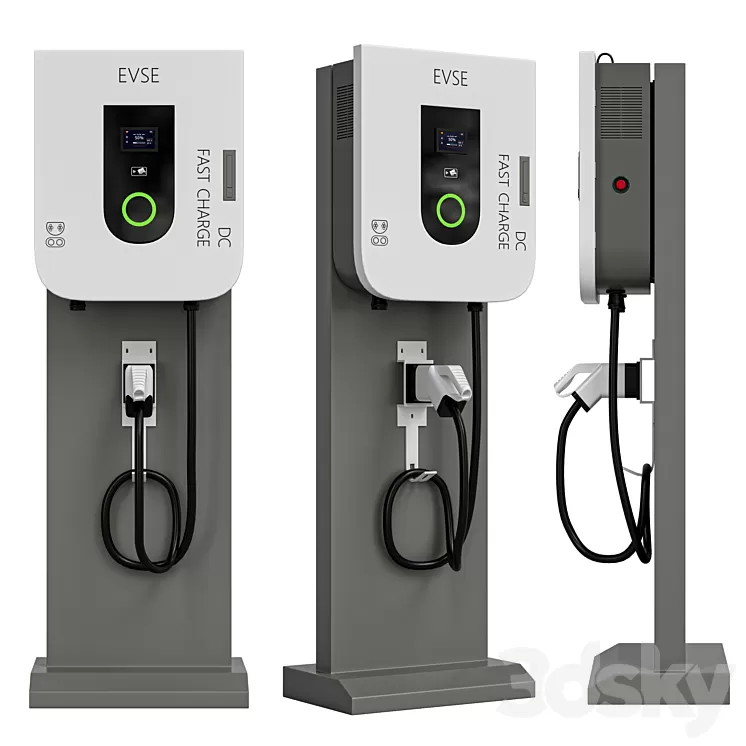 EV Fast Charger Station Adapter Floorstand Wallbox DC 3D Model 3DSKY Decor Helper