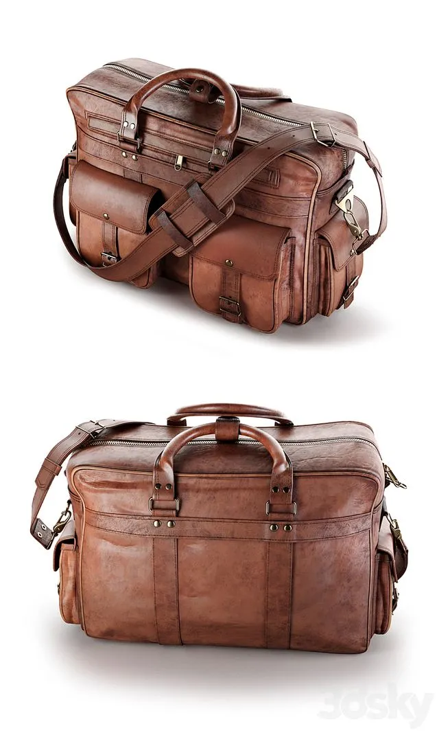 Everett Large Leather Pilot Briefcase Bag 3D Model Everett Large Leather Pilot Briefcase Bag 3D Model
