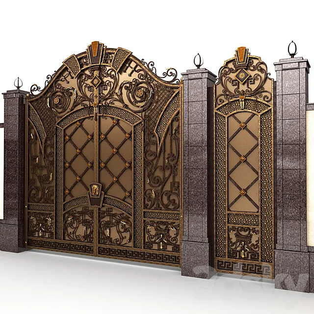 Exclusive gate with wicket door 3DModel Exclusive gate with wicket door 3DModel