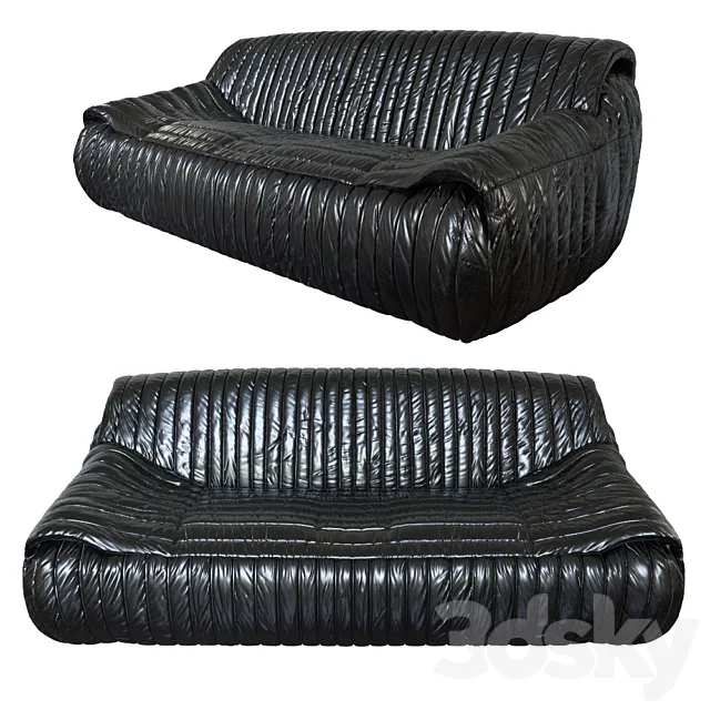 Exclusive & Organic 1970s Leather Sofa by Cinna France 3D Model Exclusive & Organic 1970s Leather Sofa by Cinna France 3D Model