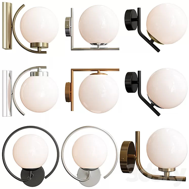 Exclusive Sconce Collection Set-1 3D Model Exclusive Sconce Collection Set-1 3D Model