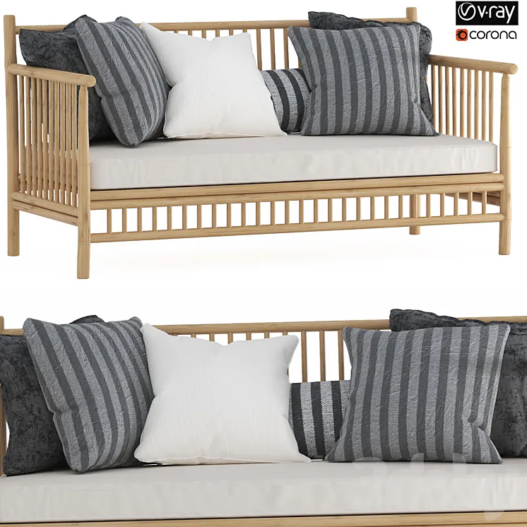 Exotan Bamboo Loungeset-garden bench-02 3D Model Free Download Exotan Bamboo Loungeset-garden bench-02 3D Model Free Download