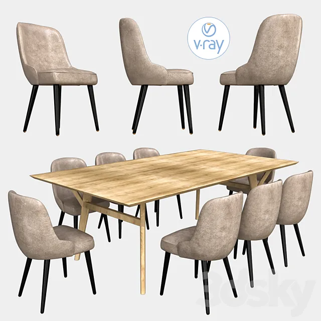 Expandable dining table pebble 3DModel
