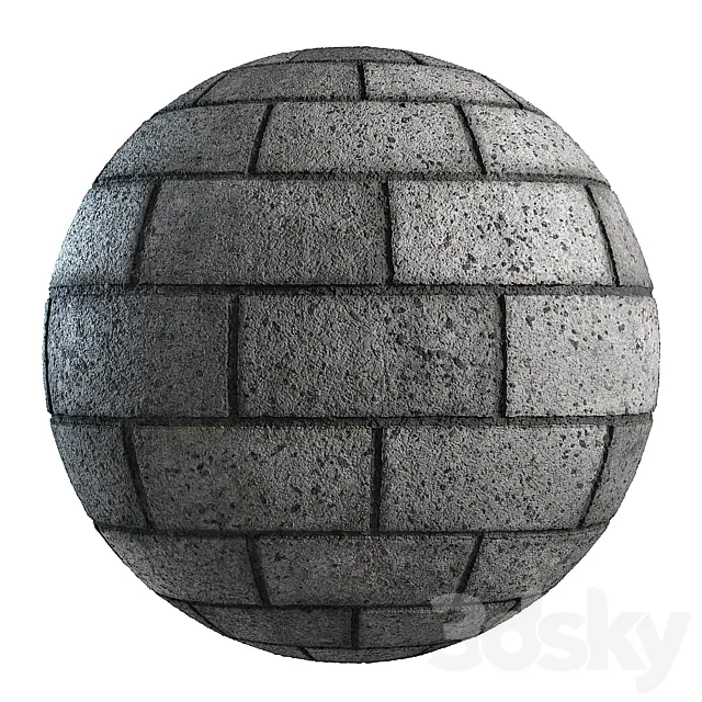 Expanded clay concrete block PBR 4k 3D Model