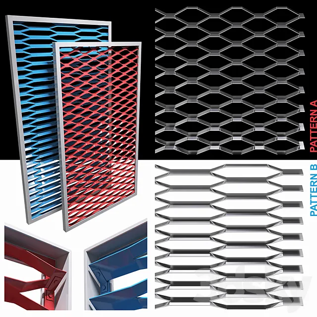 Expanded metal stainless (2 variety) 3DModel Expanded metal stainless (2 variety) 3DModel