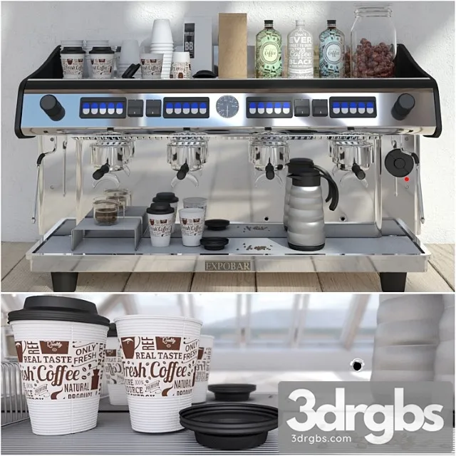 Expobar 4 group megacrem coffee machine 3D Model Download