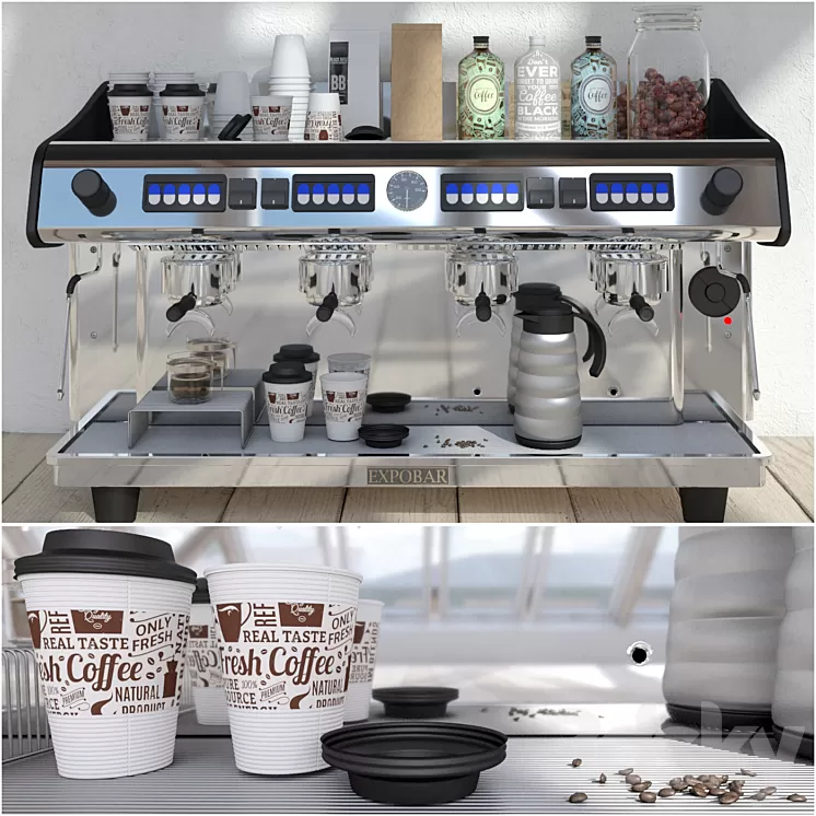 Expobar 4 Group Megacrem Coffee Machine 3D Model