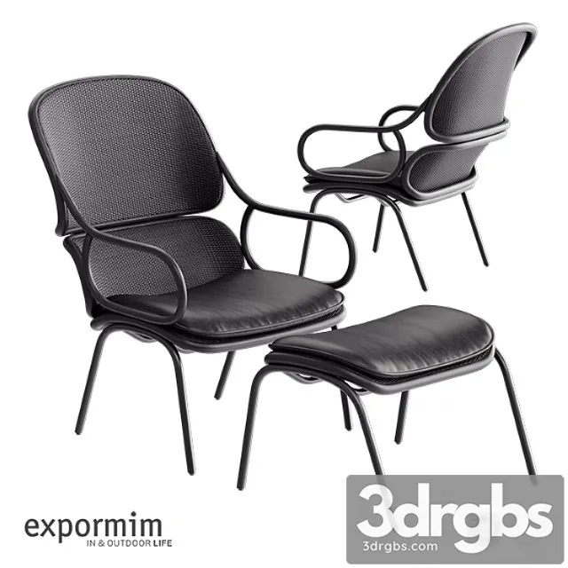 Expormim frames armchair with footstool 3D Model Download