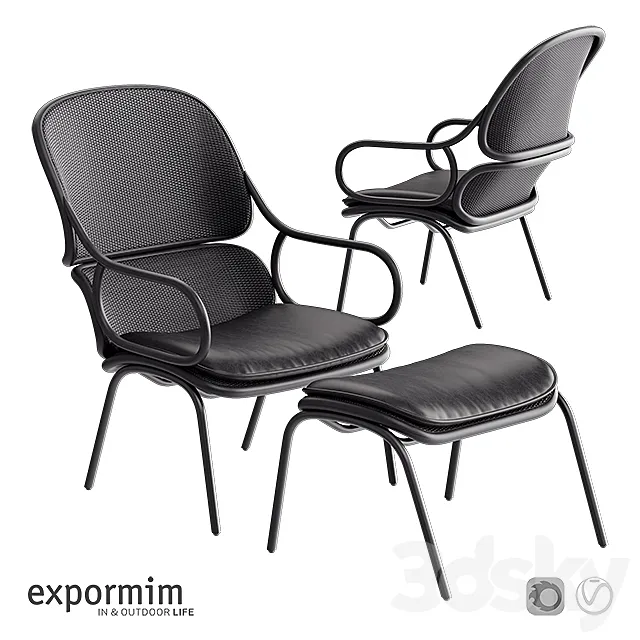Expormim Frames Armchair with footstool 3D Model