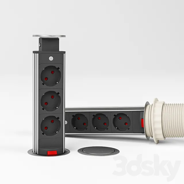Extendable Outlet GTV Small silver 3DModel Extendable Outlet GTV Small silver 3DModel