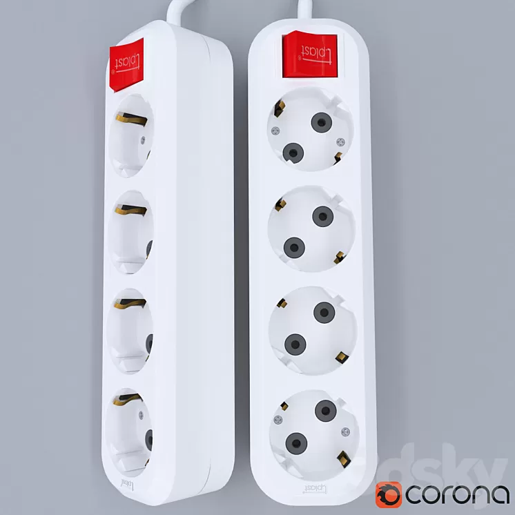 Extension 4 socket 3D Model