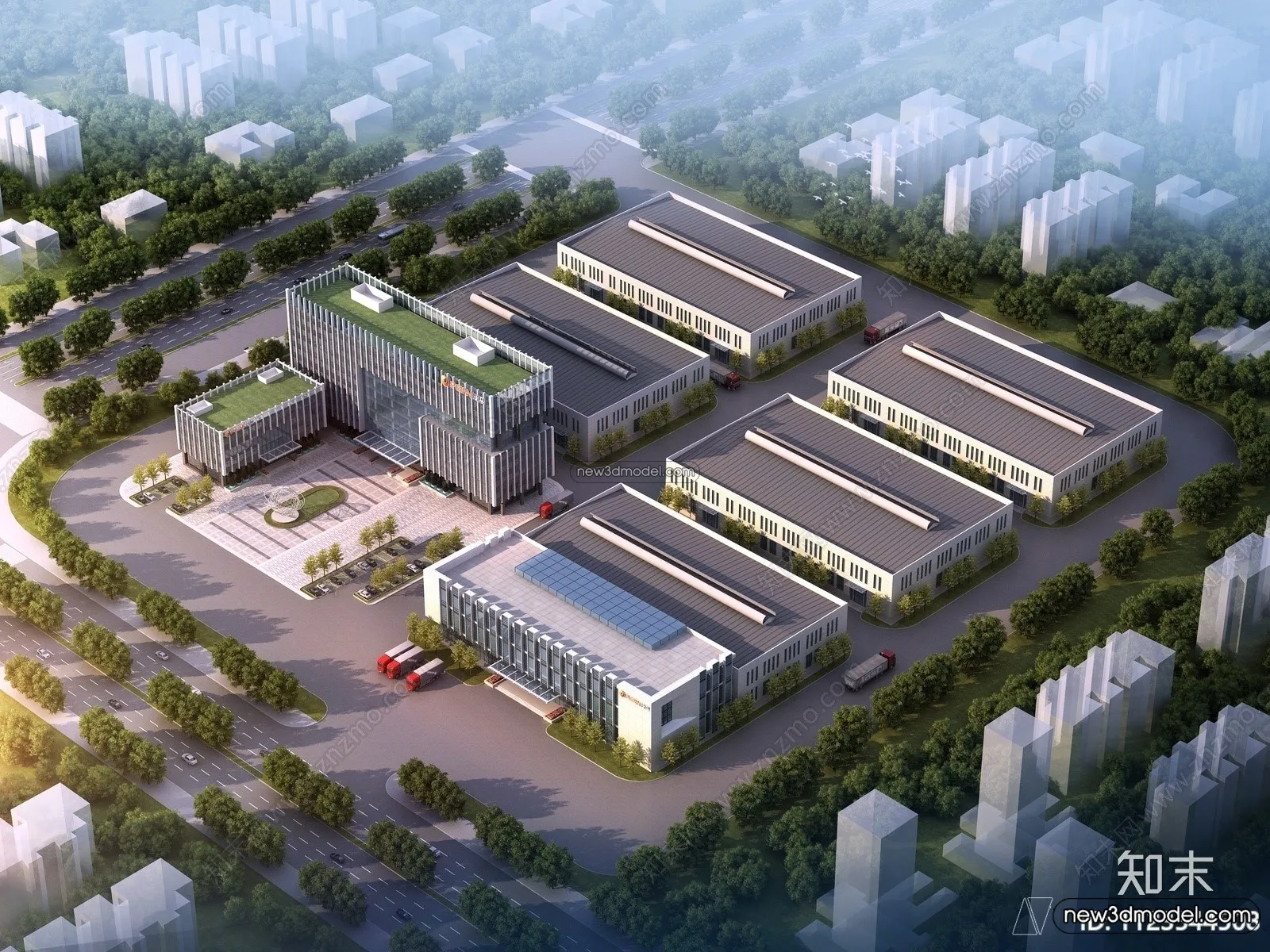 Exterior 3D Models of Factory – 3D Scene – 004 – VRAY