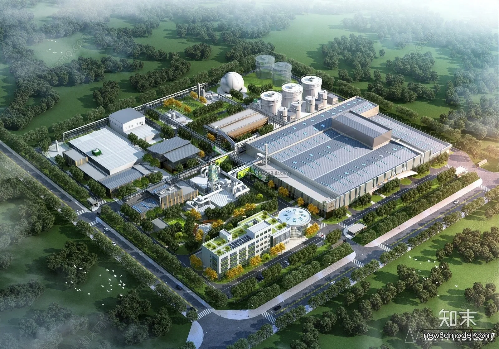 Exterior 3D Models of Factory – 3D Scene – 005 – VRAY