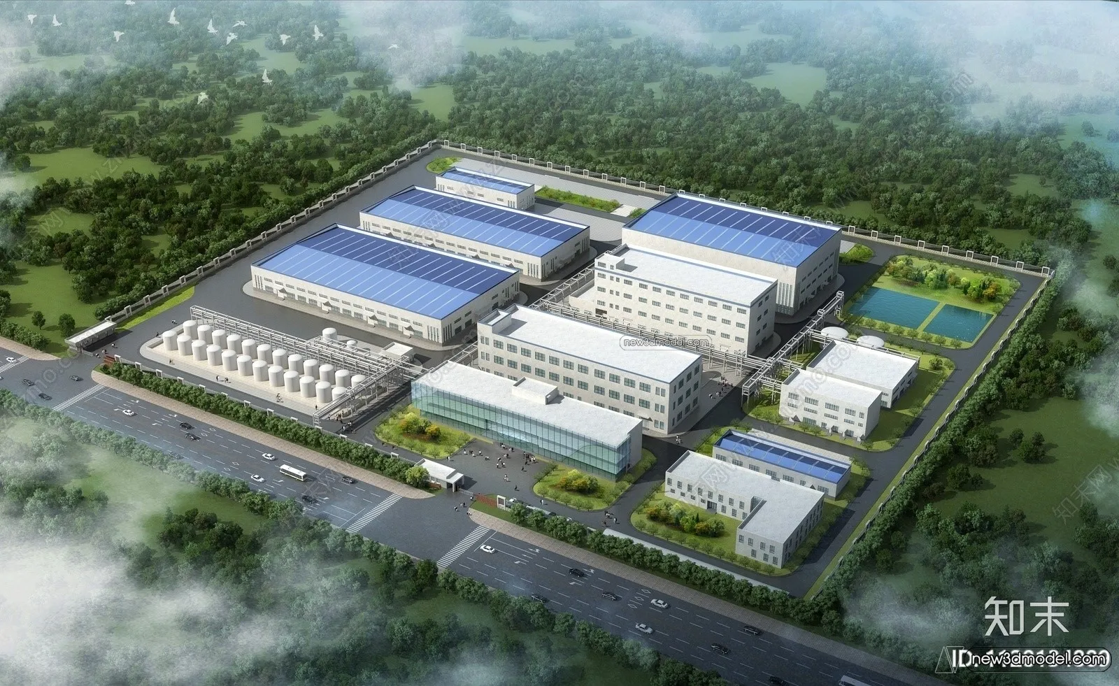 Exterior 3D Models of Factory – 3D Scene – 013 – VRAY