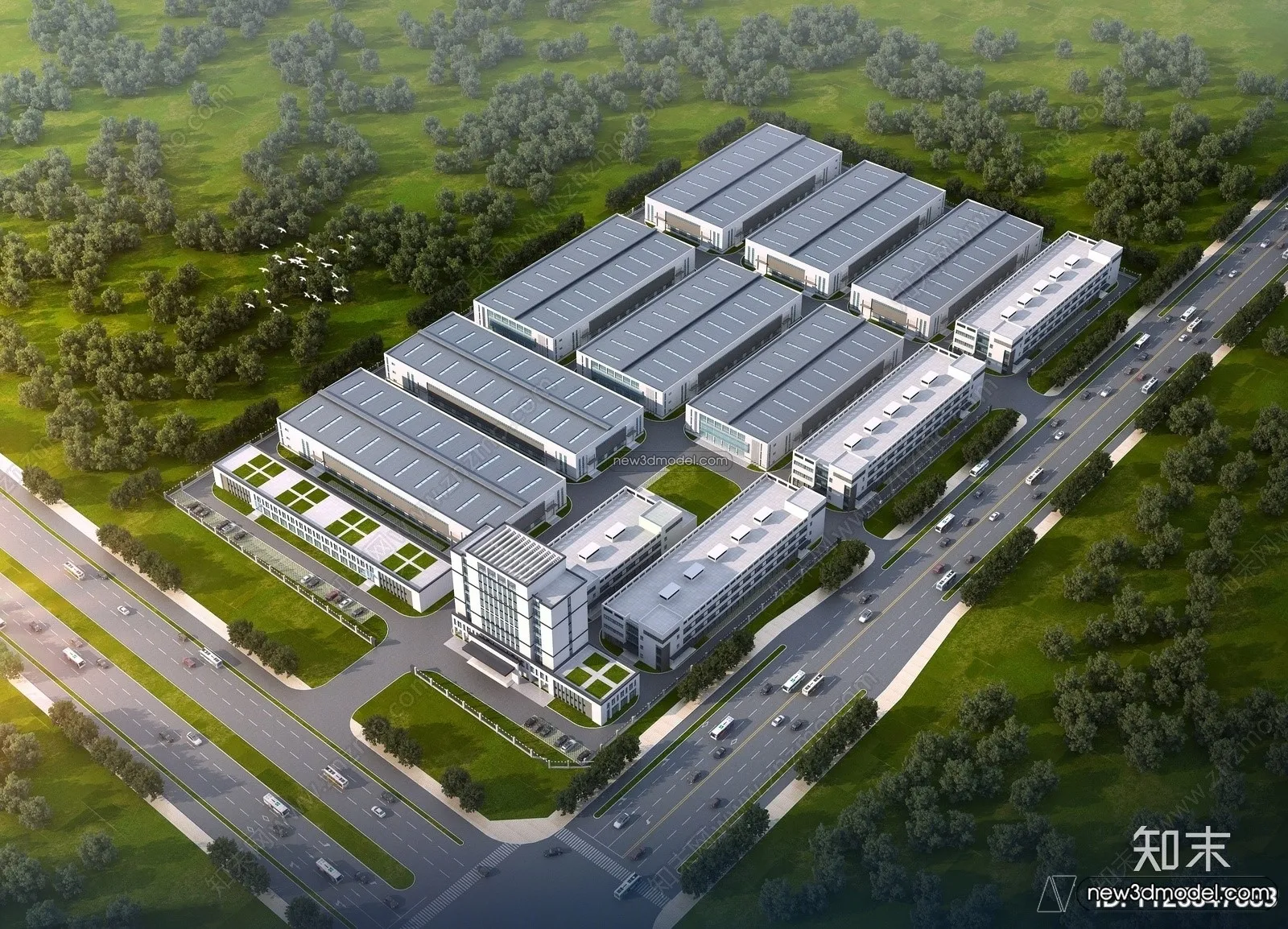 Exterior 3D Models of Factory – 3D Scene – 015 – VRAY