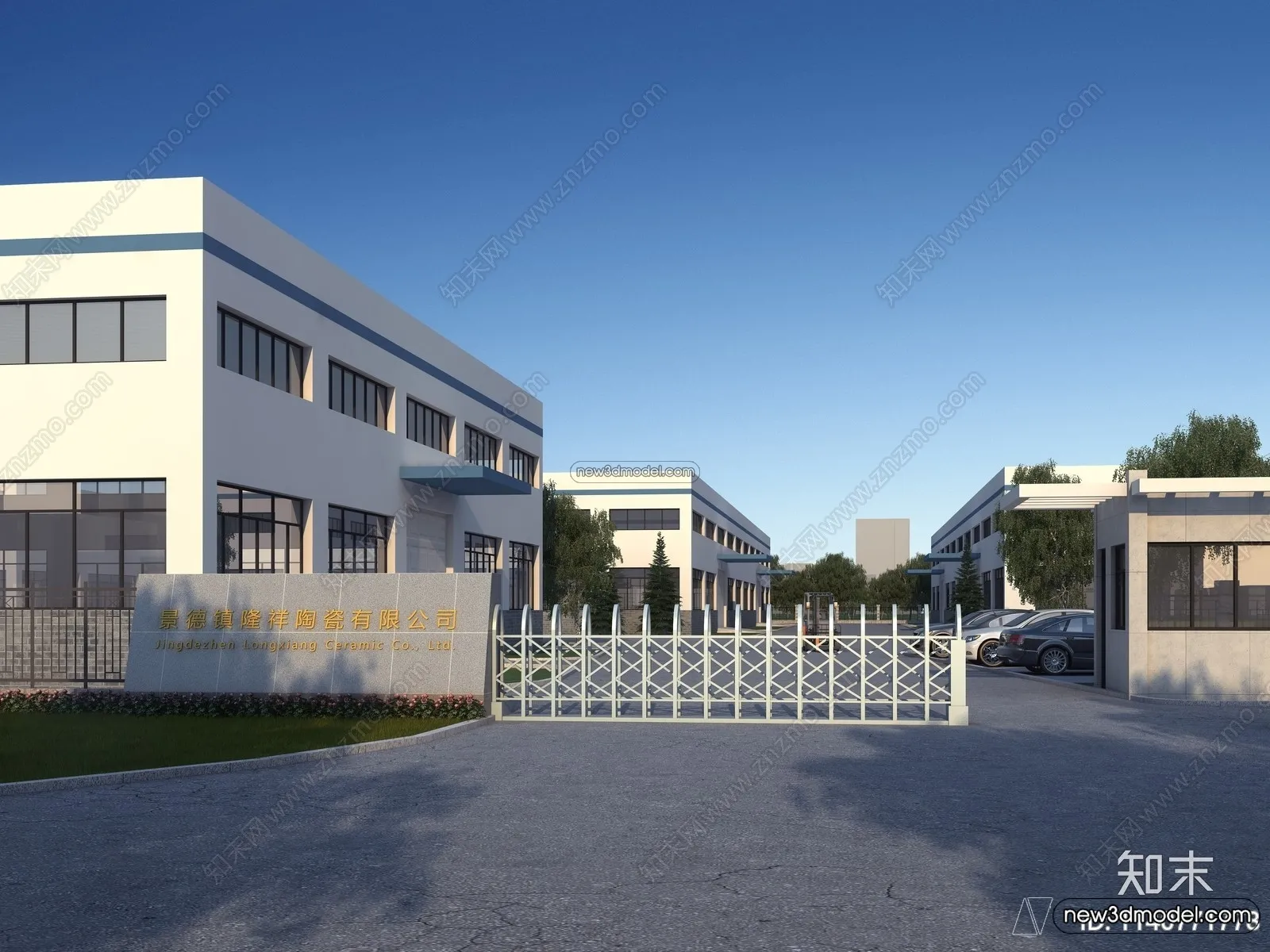 Exterior 3D Models of Factory – 3D Scene – 017 – VRAY