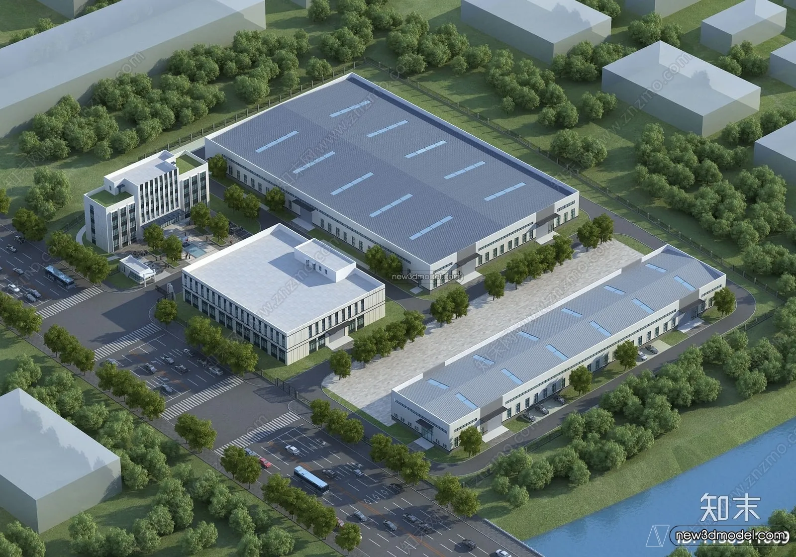 Exterior 3D Models of Factory – 3D Scene – 018 – VRAY