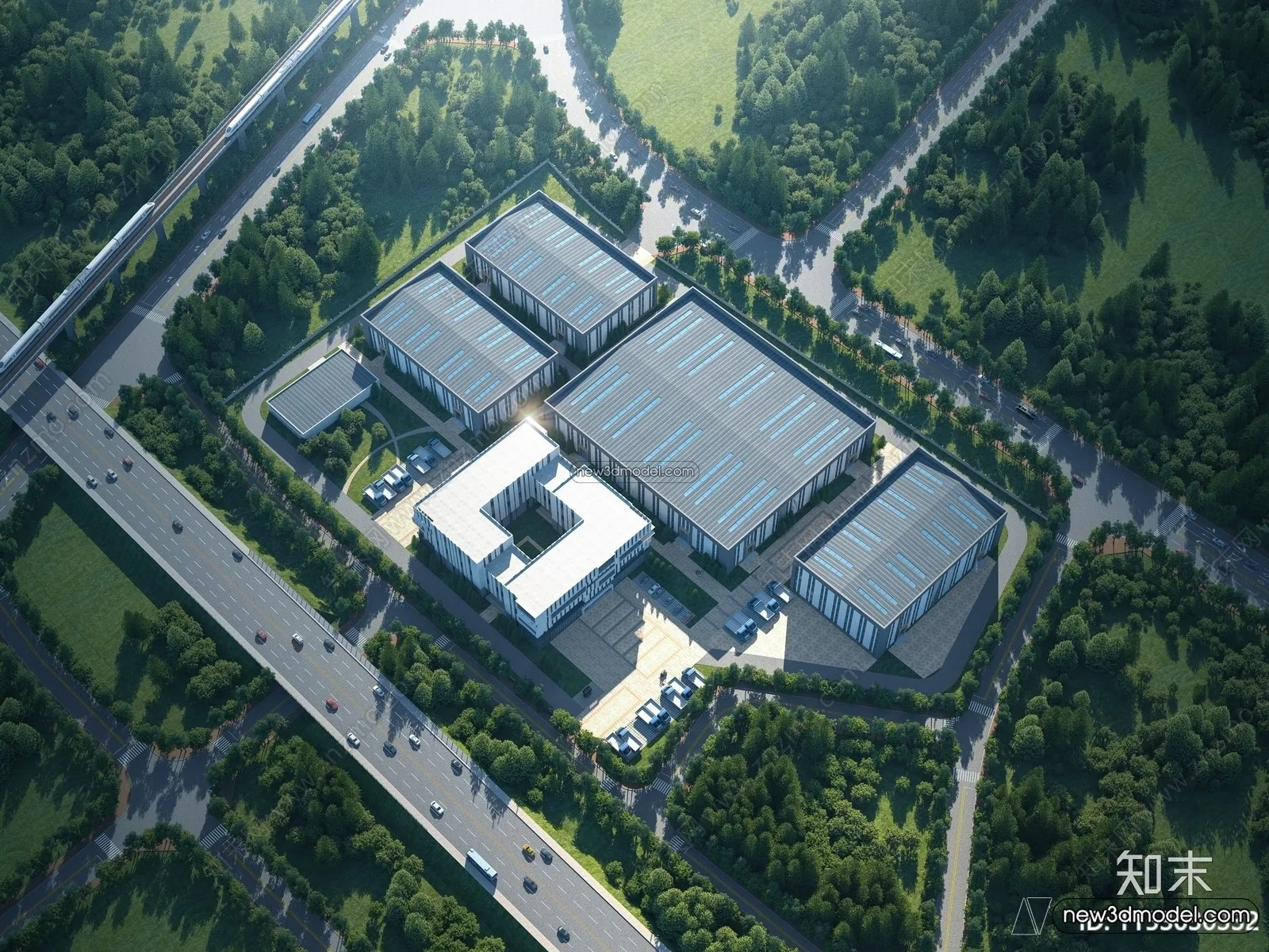 Exterior 3D Models of Factory – 3D Scene – 023 – VRAY