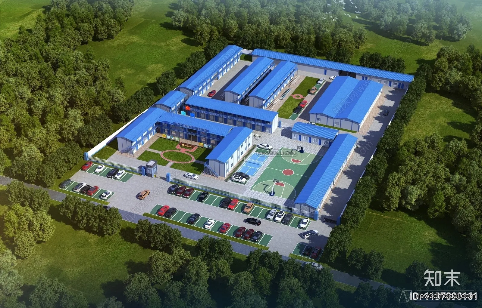 Exterior 3D Models of Factory – 3D Scene – 024 – VRAY