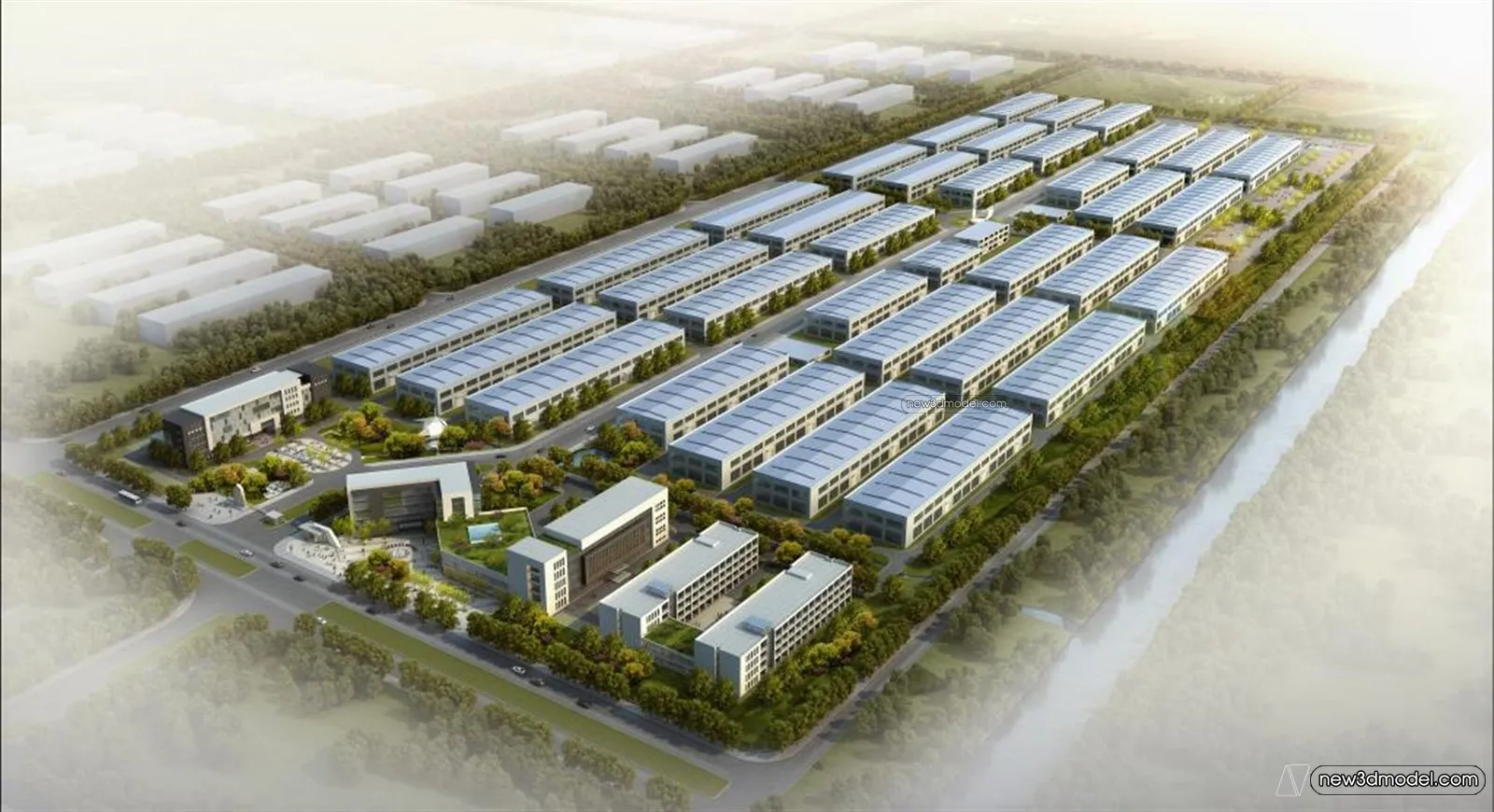 Exterior 3D Models of Factory – 3D Scene – 027 – VRAY