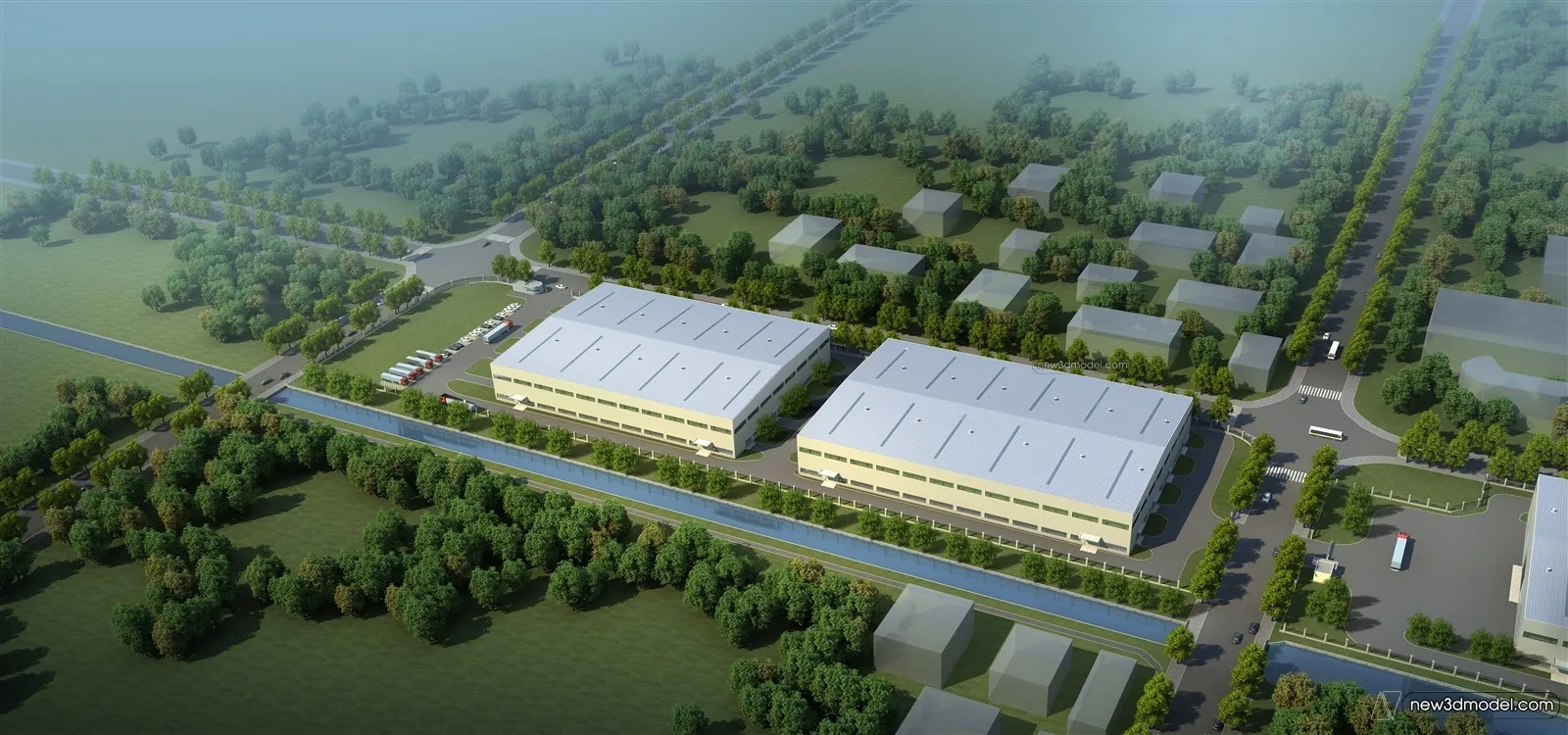 Exterior 3D Models of Factory – 3D Scene – 029 – VRAY