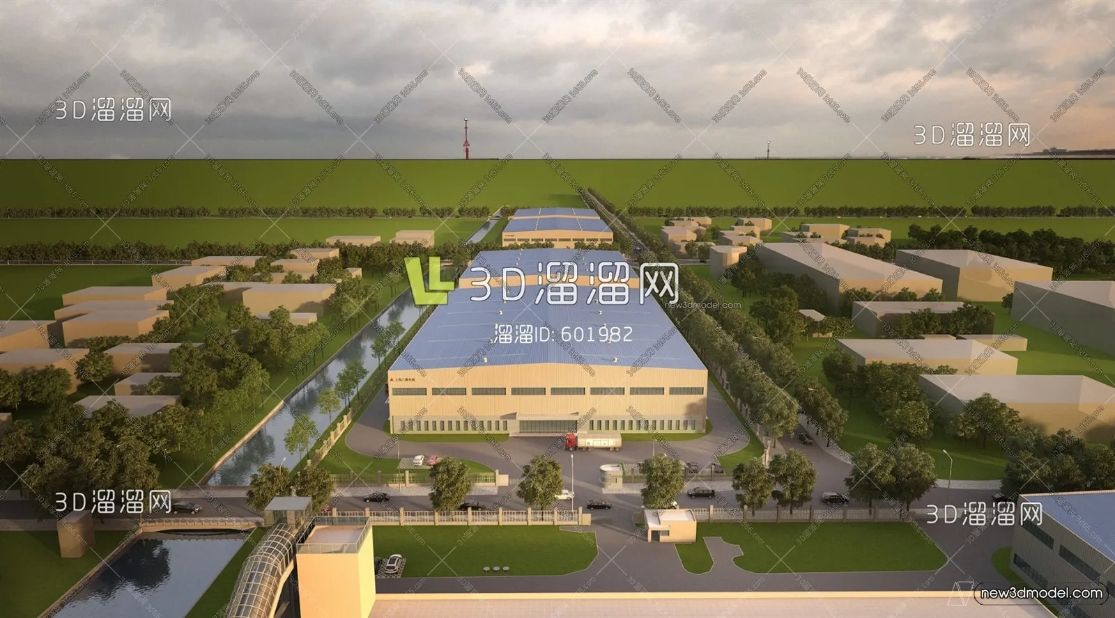 Exterior 3D Models of Factory – 3D Scene – 033 – VRAY