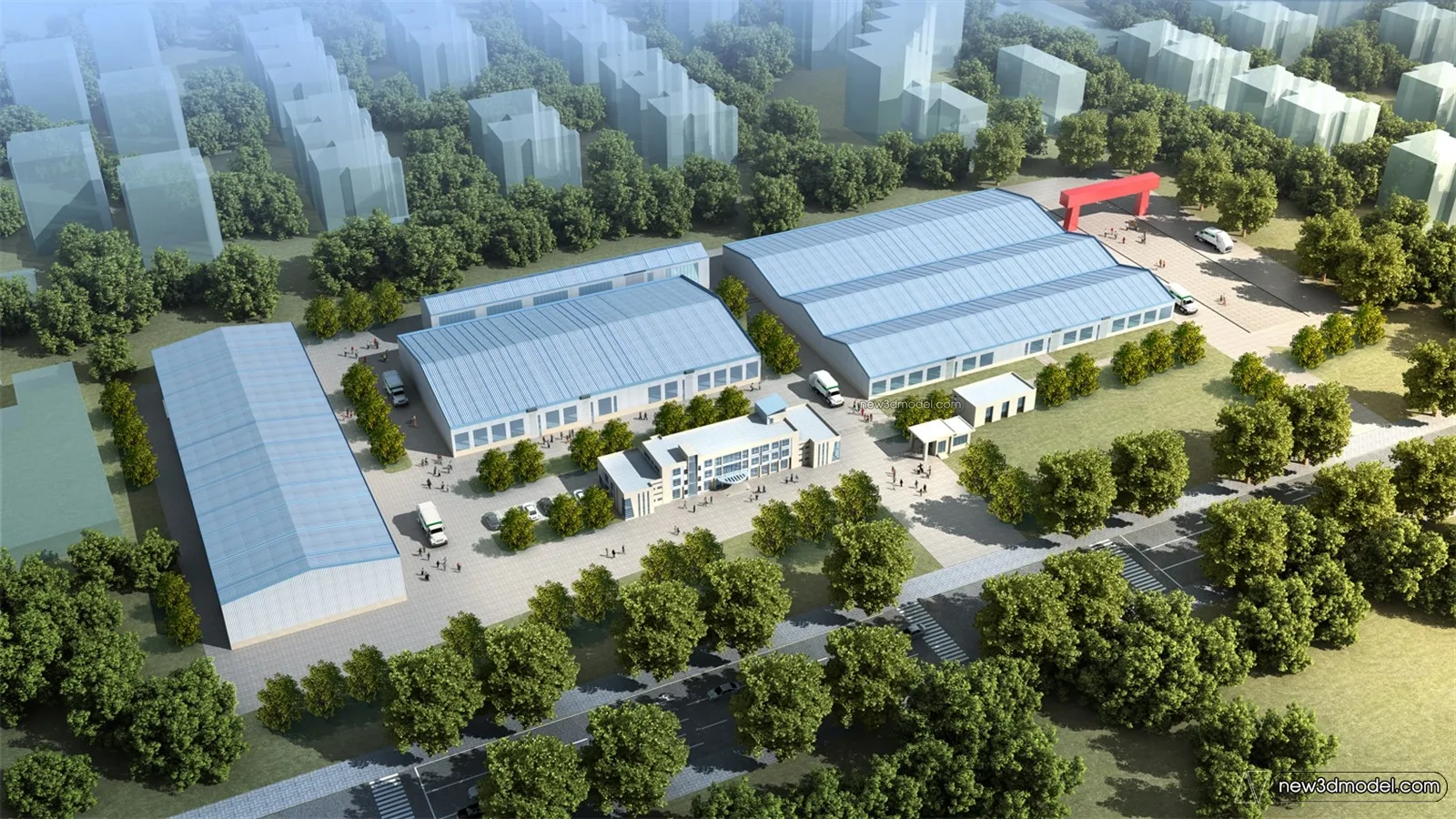 Exterior 3D Models of Factory – 3D Scene – 034 – VRAY