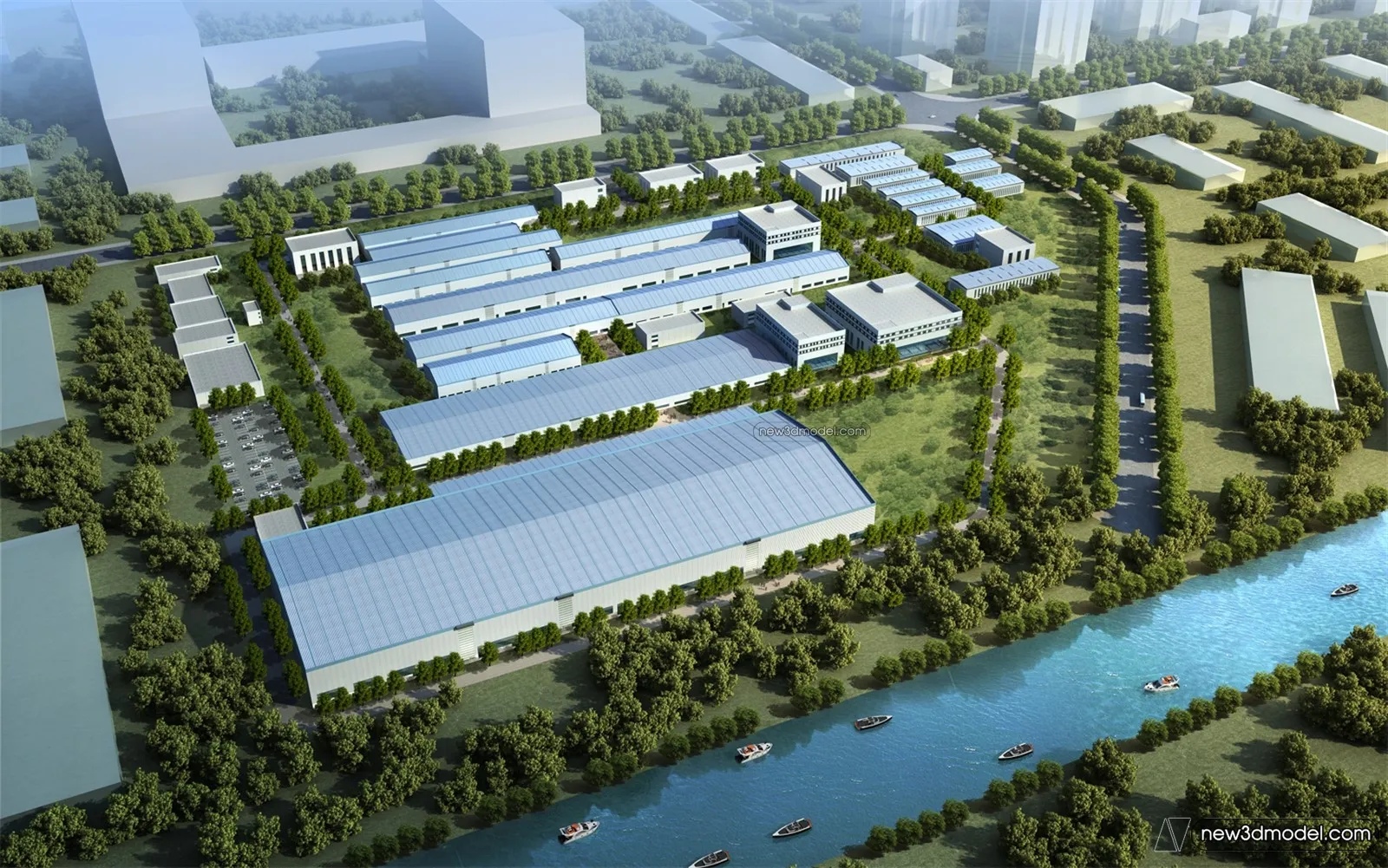 Exterior 3D Models of Factory – 3D Scene – 036 – VRAY