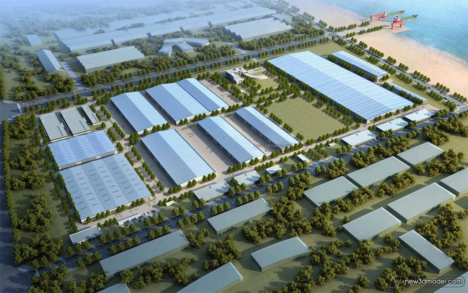 Exterior 3D Models of Factory – 3D Scene – 037 – VRAY