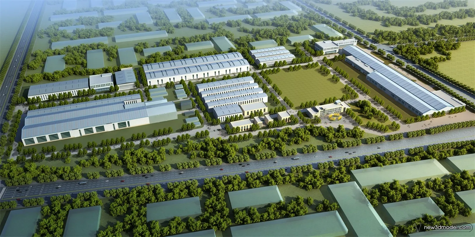 Exterior 3D Models of Factory – 3D Scene – 038 – VRAY