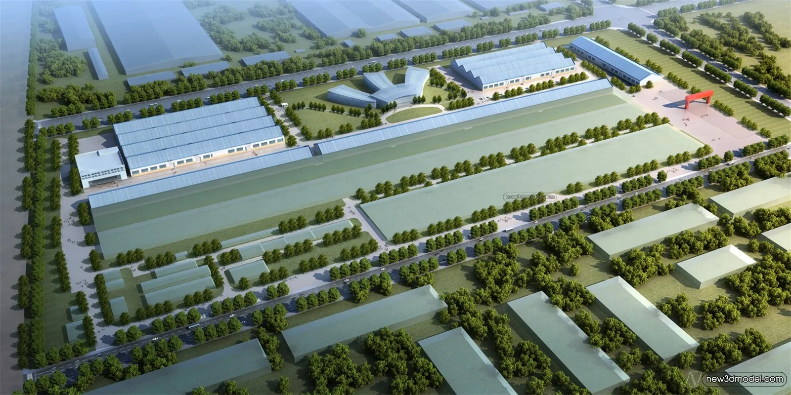 Exterior 3D Models of Factory – 3D Scene – 039 – VRAY