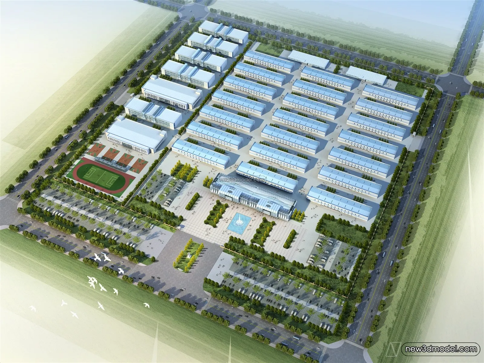 Exterior 3D Models of Factory – 3D Scene – 040 – VRAY