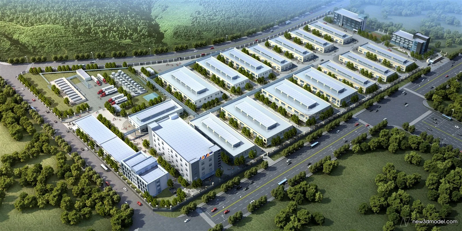 Exterior 3D Models of Factory – 3D Scene – 041 – VRAY