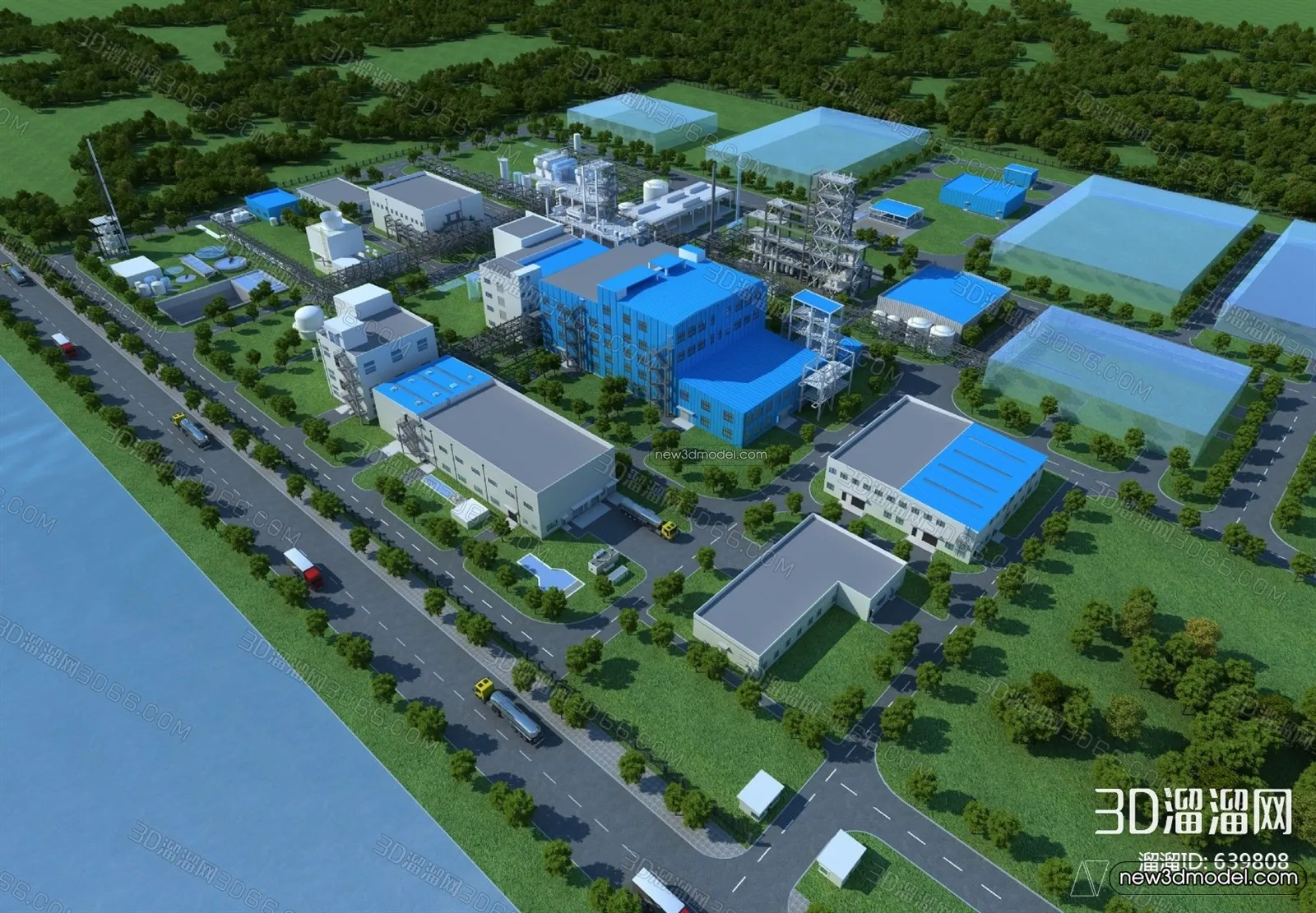 Exterior 3D Models of Factory – 3D Scene – 043 – VRAY