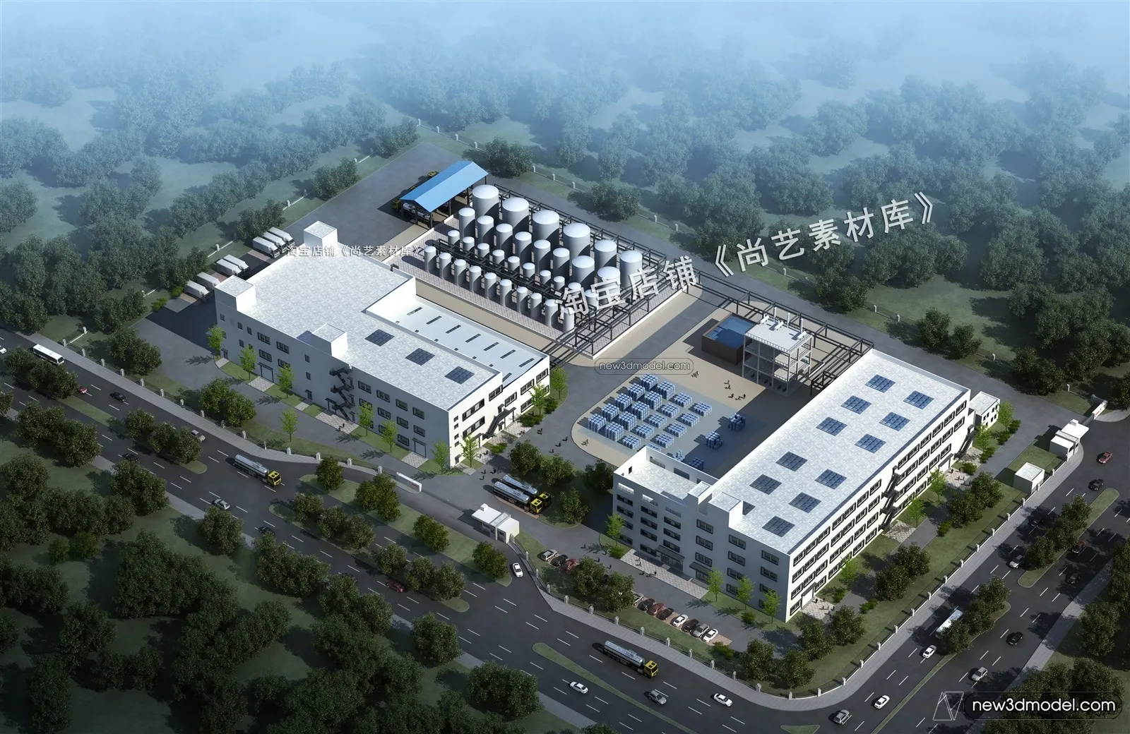 Exterior 3D Models of Factory – 3D Scene – 044 – VRAY