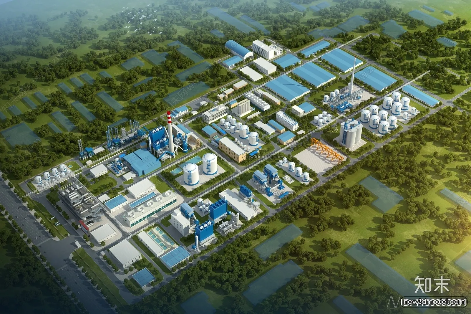 Exterior 3D Models of Factory – 3D Scene – 045 – VRAY