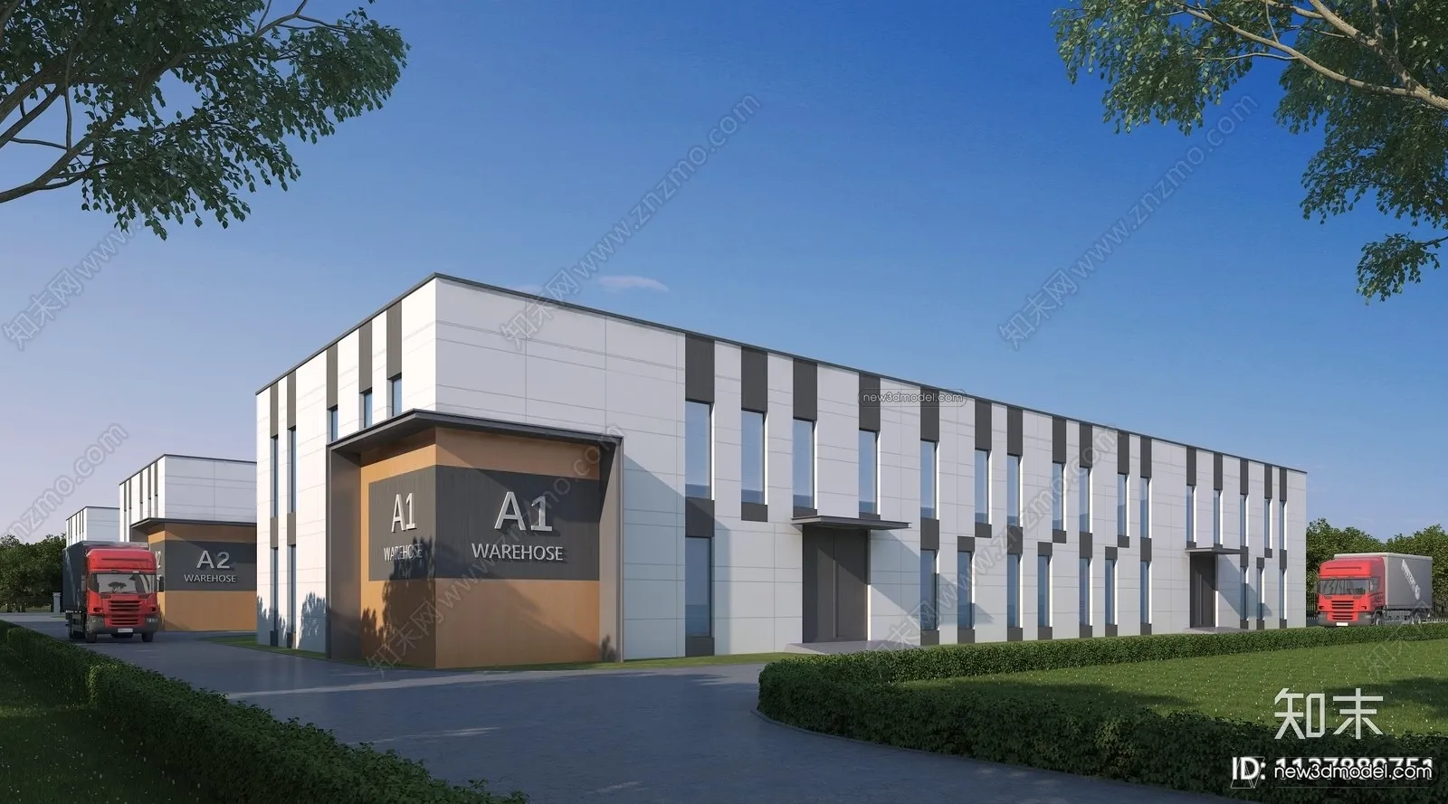 Exterior 3D Models of Factory – 3D Scene – 046 – VRAY