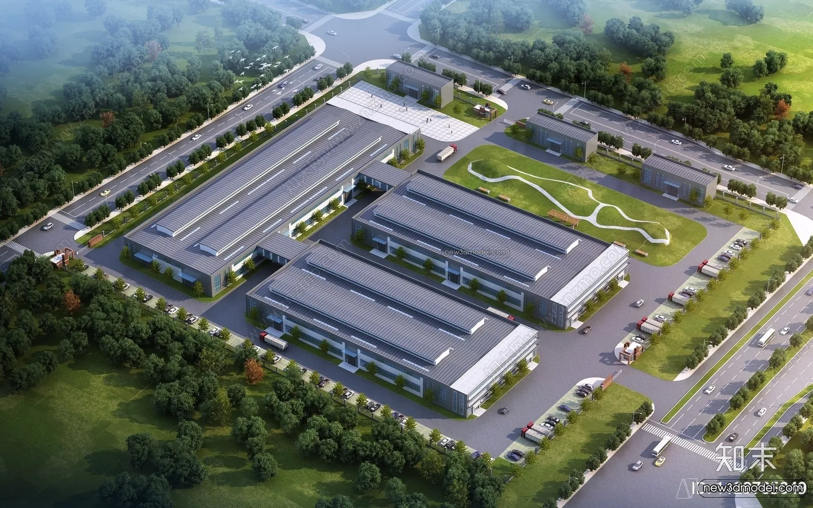 Exterior 3D Models of Factory – 3D Scene – 047 – VRAY