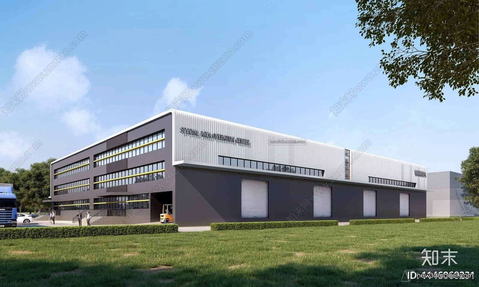 Exterior 3D Models of Factory – 3D Scene – 048 – VRAY