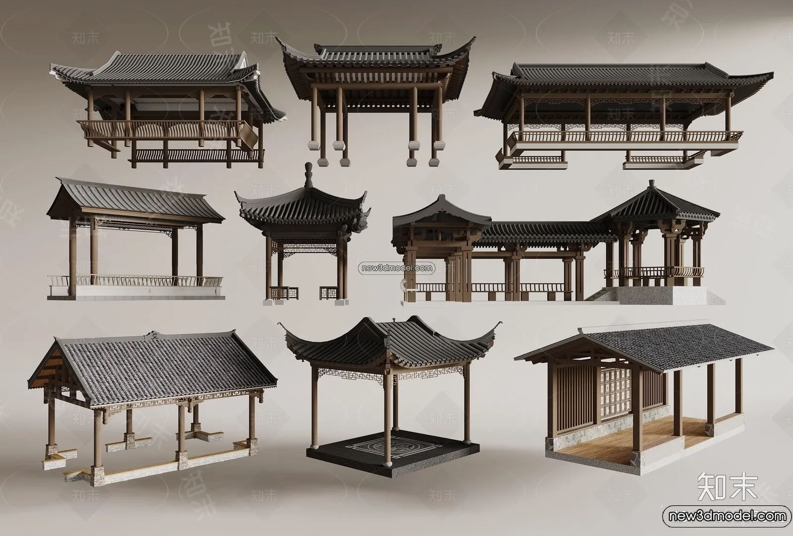 Exterior 3D Models of Pagoda – 3D Scenes – 022 – VRAY