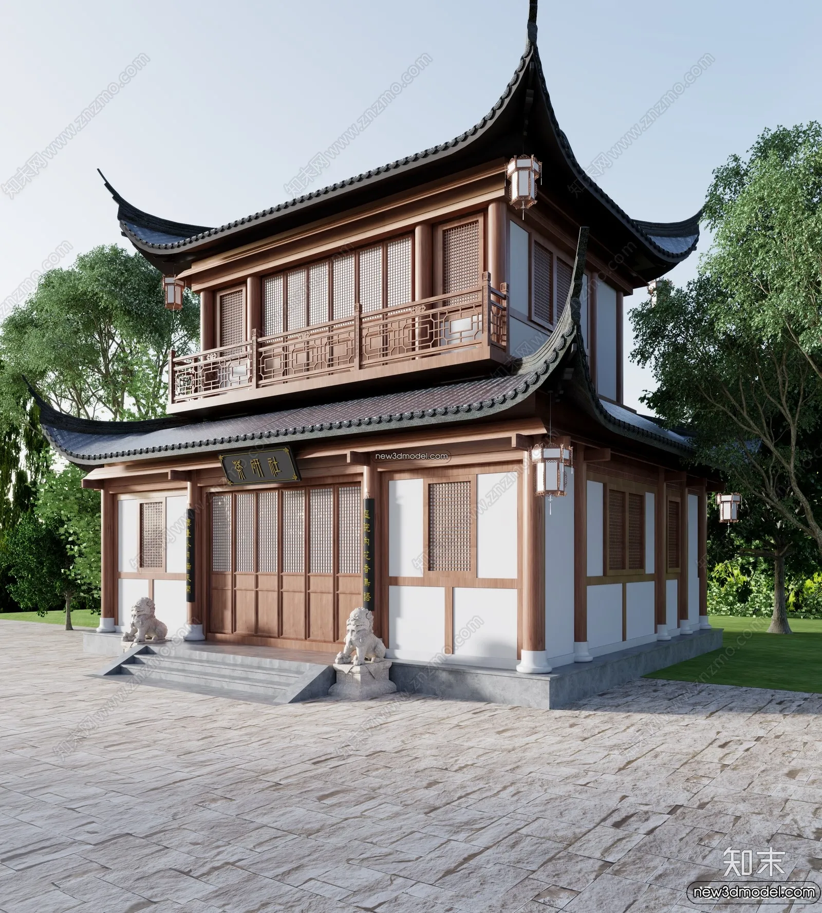 Exterior 3D Models of Pagoda – 3D Scenes – 024 – VRAY