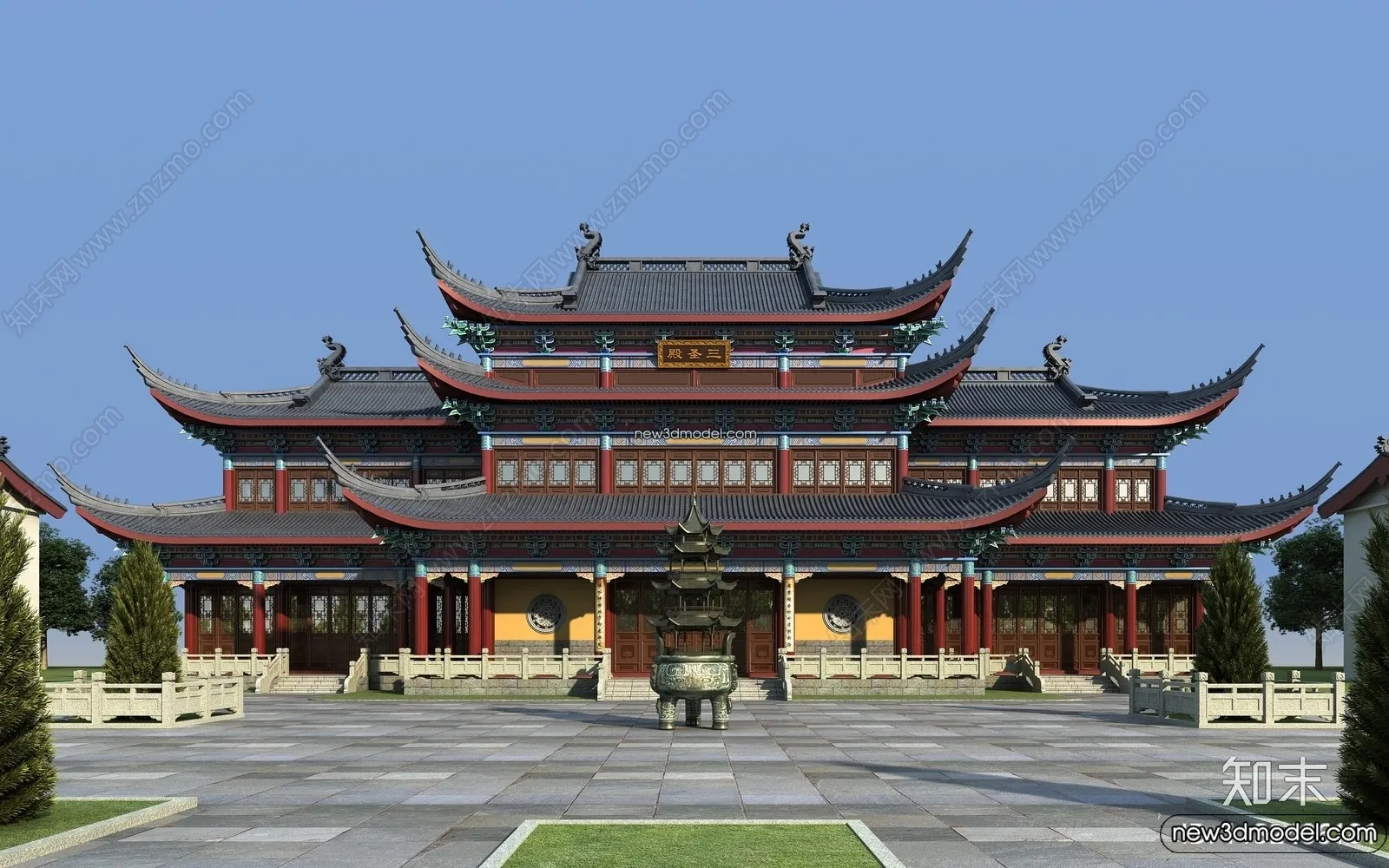 Exterior 3D Models of Pagoda – 3D Scenes – 027 – VRAY