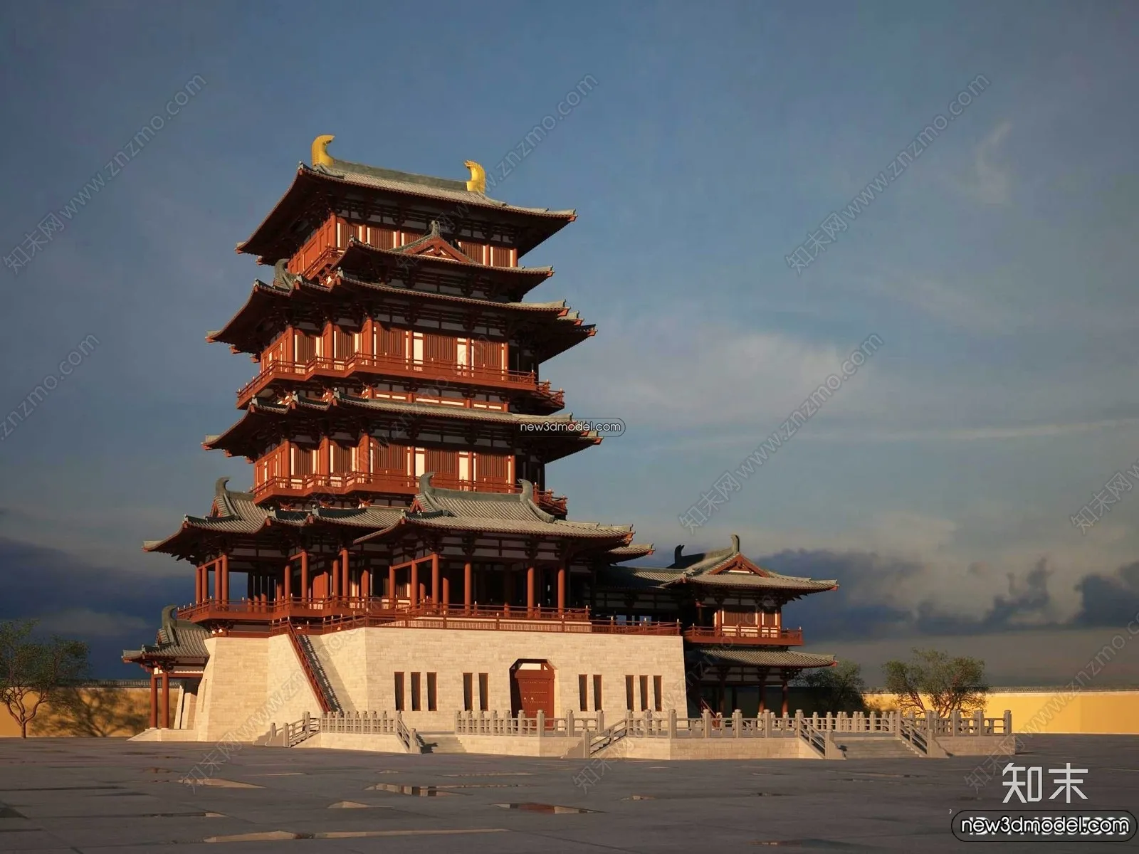 Exterior 3D Models of Pagoda – 3D Scenes – 029 – VRAY
