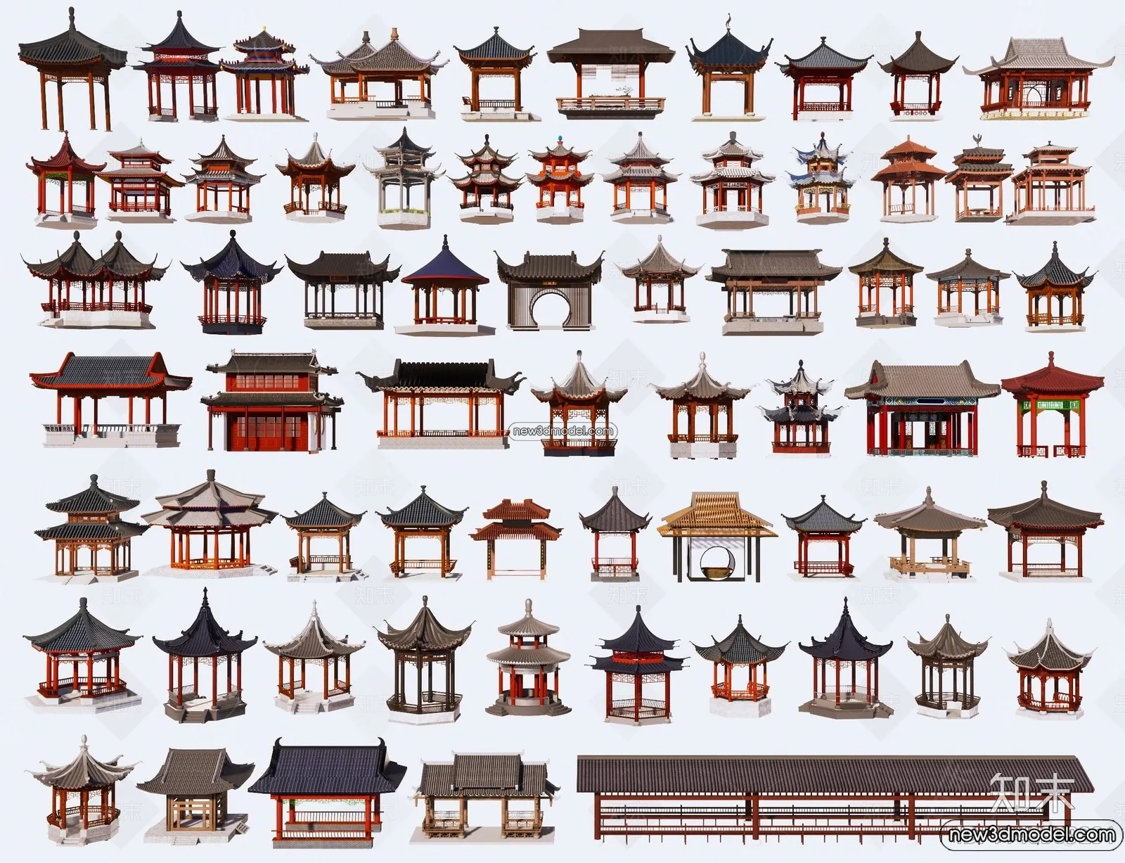 Exterior 3D Models of Pagoda – 3D Scenes – 032 – VRAY